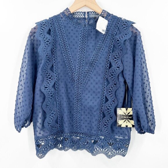 Cliche Navy Blouse - Picture 1 of 9